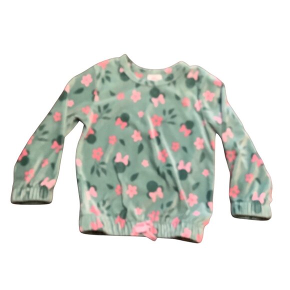 Disney Minnie Mouse Toddler Long Sleeve Top 3T Green Pink Floral Print Corduroy - Picture 1 of 9